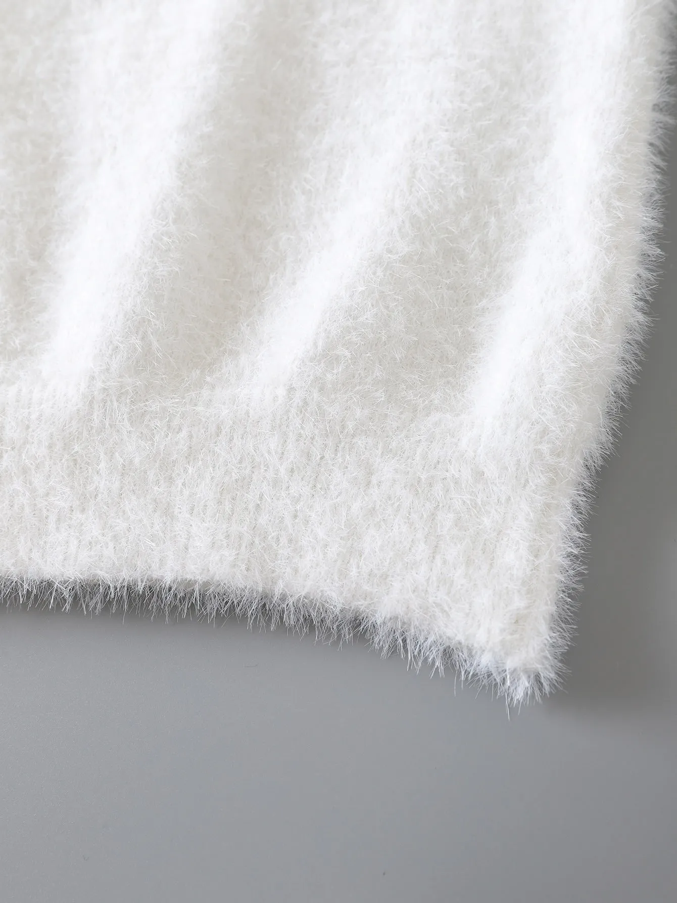 SHEIN Mock Neck Fuzzy Knit Top