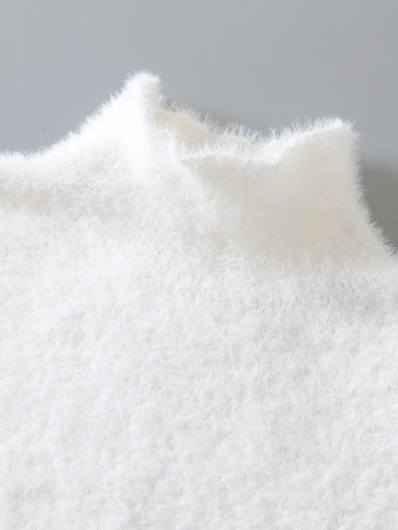 SHEIN Mock Neck Fuzzy Knit Top