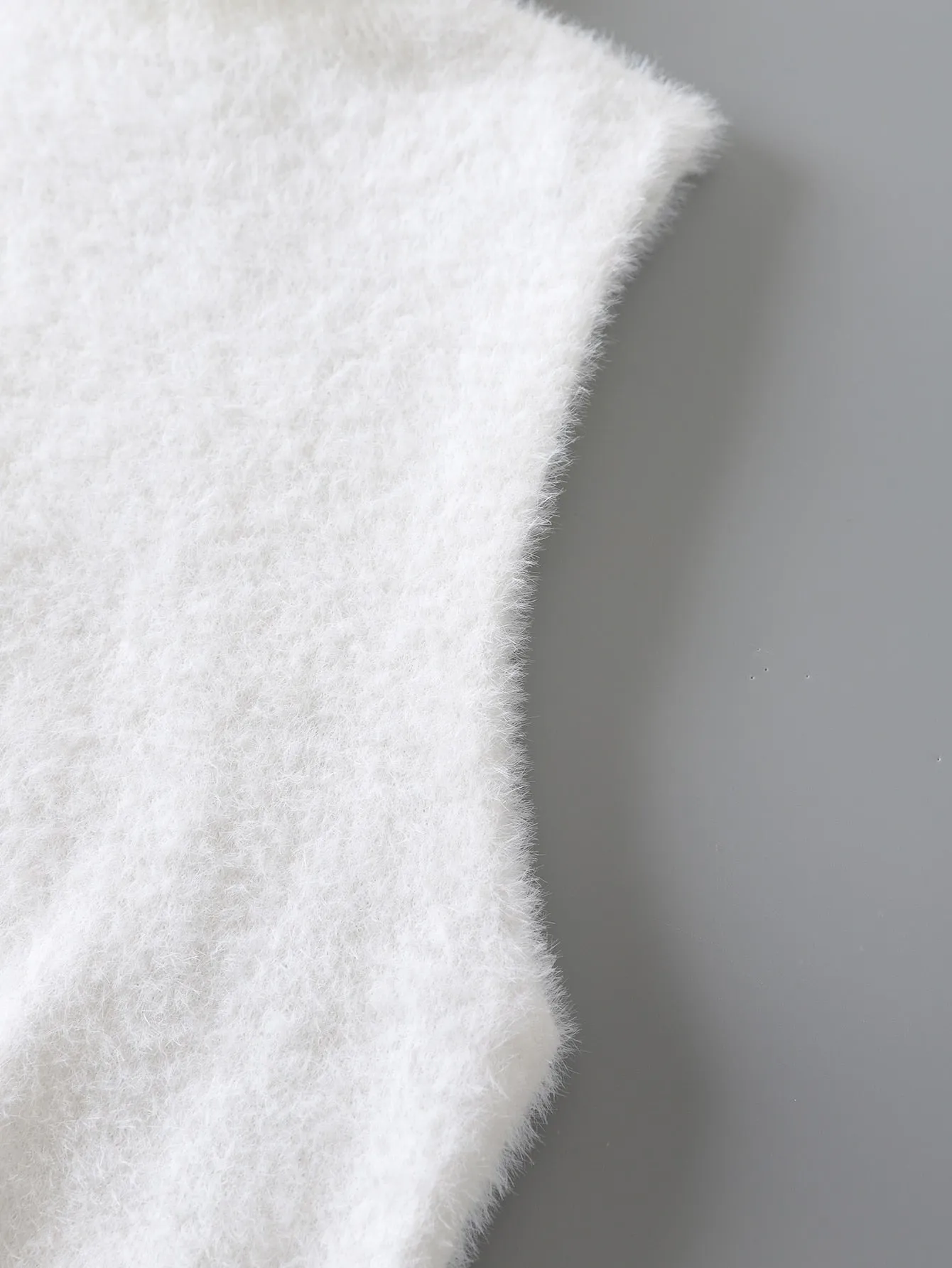 SHEIN Mock Neck Fuzzy Knit Top
