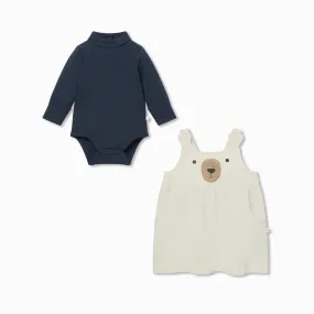 Sherpa Bear Pinafore & Bodysuit Outfit