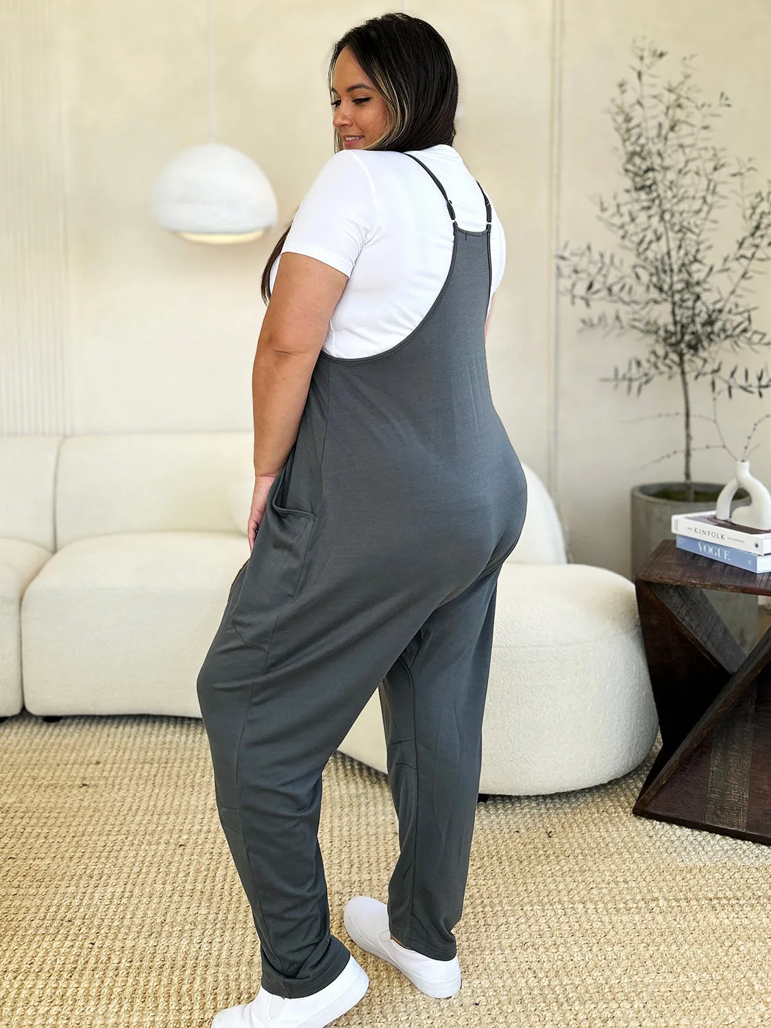 Sleeveless V-Neck Pocketed Jumpsuit - 4 colors