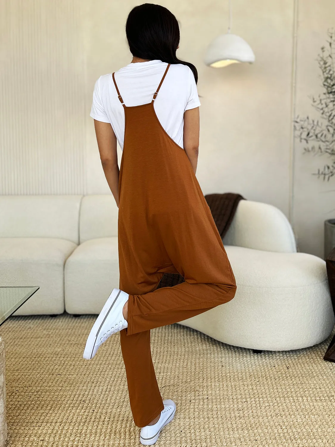 Sleeveless V-Neck Pocketed Jumpsuit - 4 colors