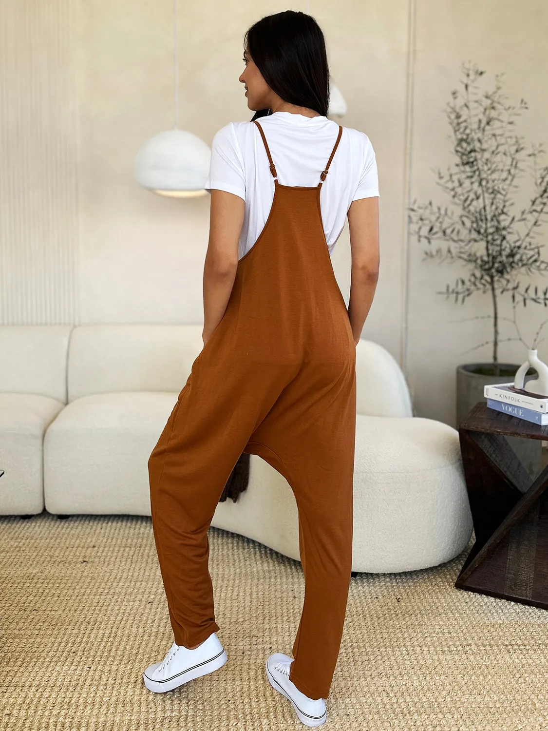 Sleeveless V-Neck Pocketed Jumpsuit - 4 colors