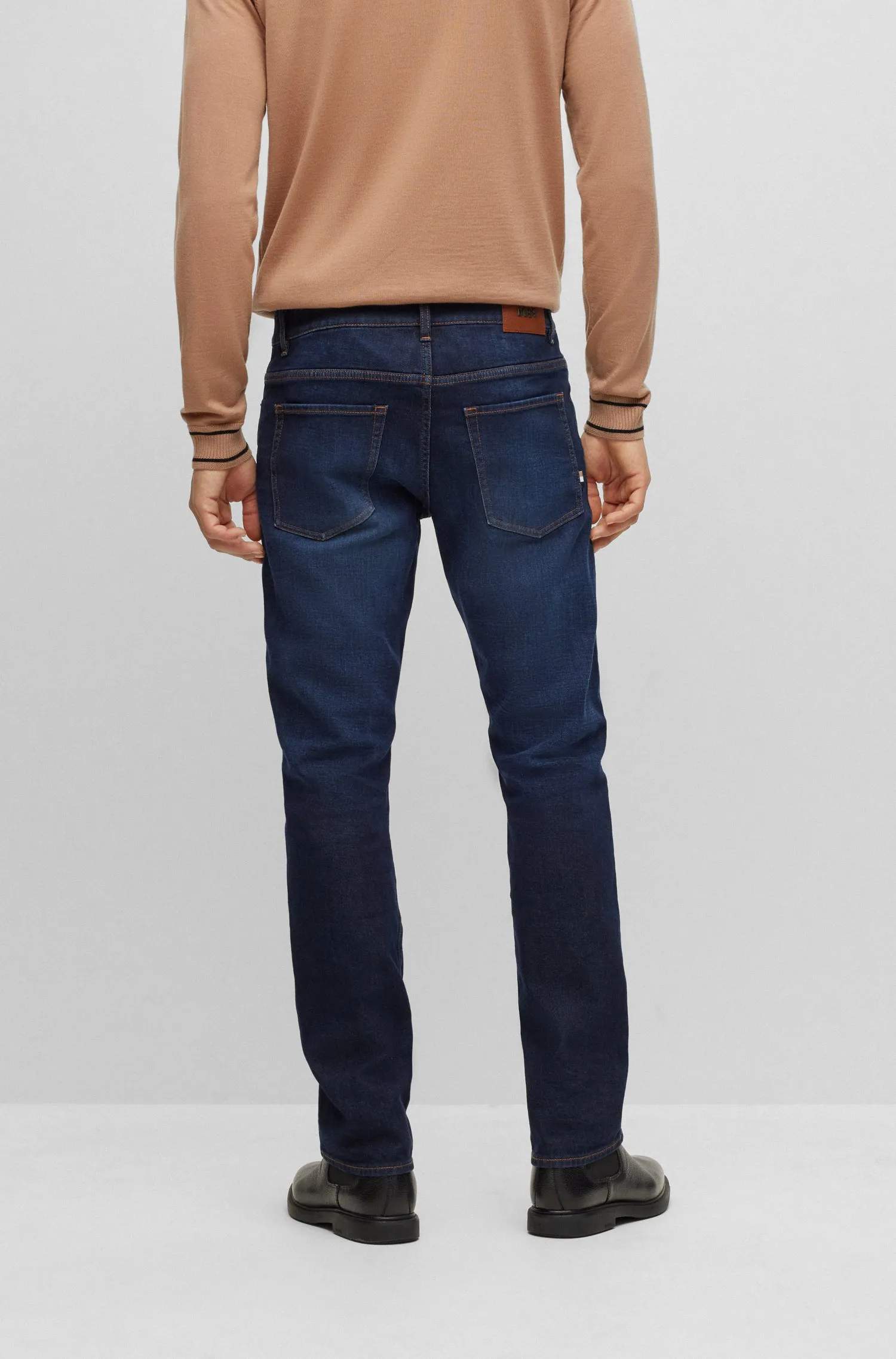 Slim Fit Cashmere Touch Denim - Navy