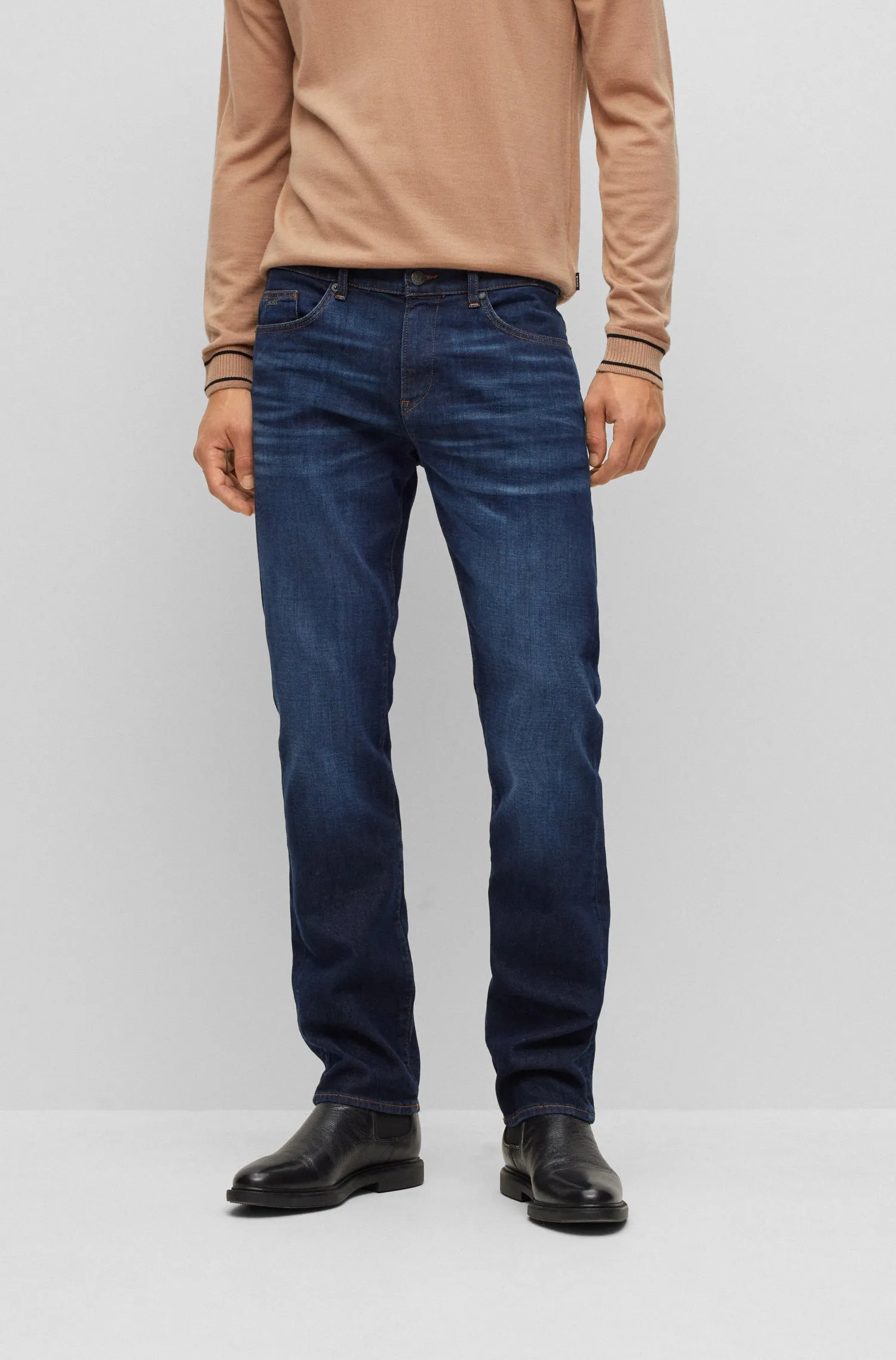 Slim Fit Cashmere Touch Denim - Navy