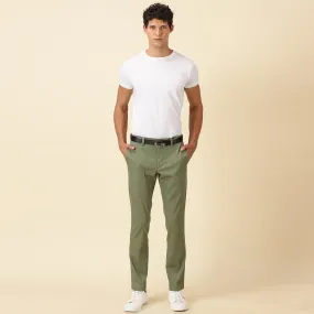 Slim Fit Elasticized Crossover Chinos - Olivine Green