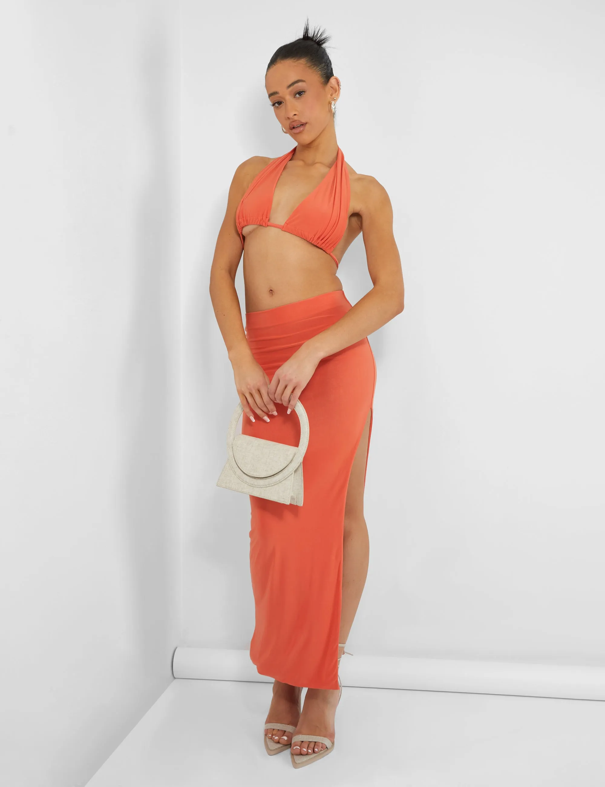 Slinky Halterneck Top Orange