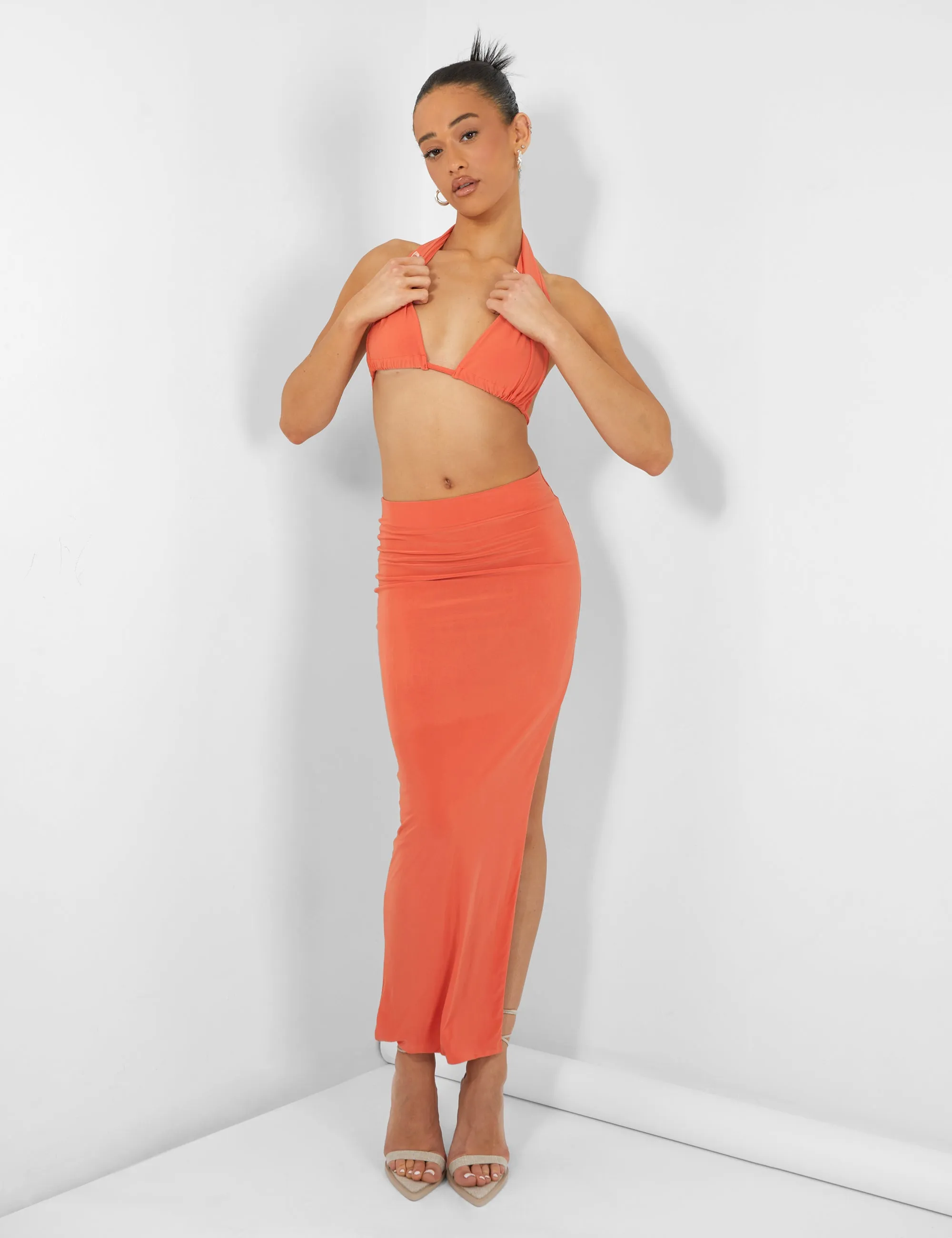 Slinky Halterneck Top Orange