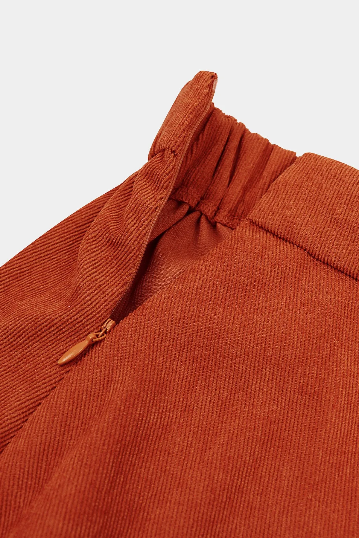 Solid Button Detail Zipper Rise Waist Midi Skirt