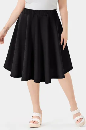 Solid Drawstring Elasticated Waist Midi Skirt