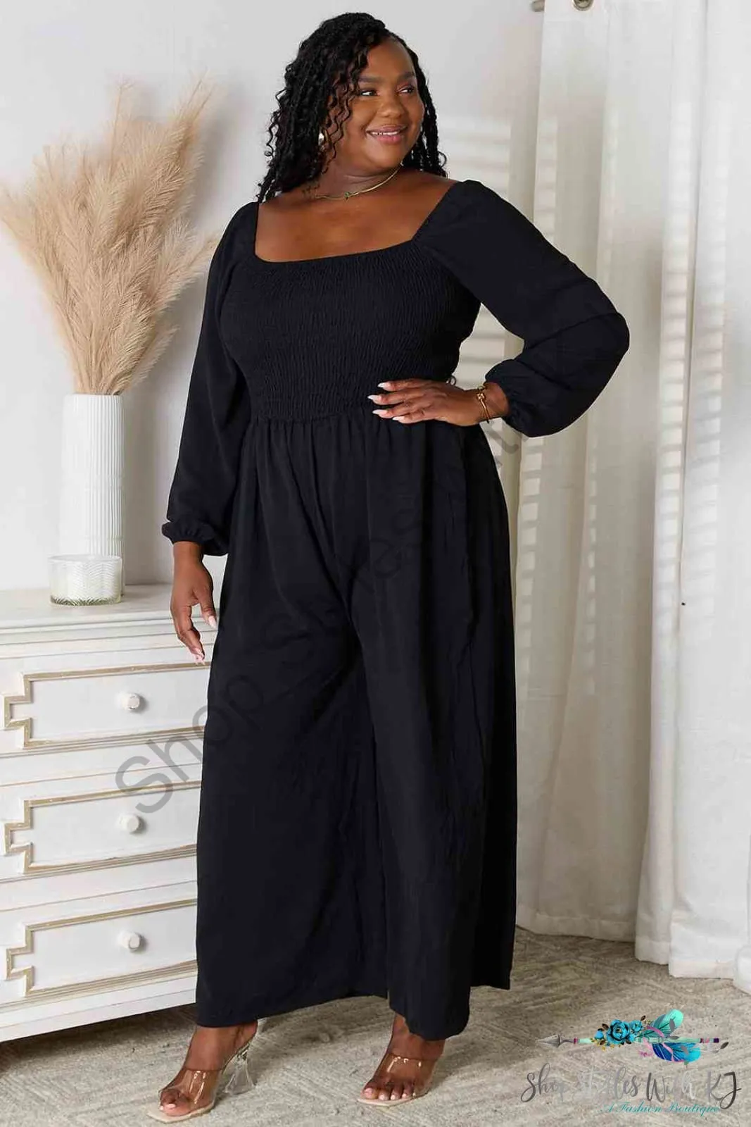 Square Neck Jumpsuit with Pockets
