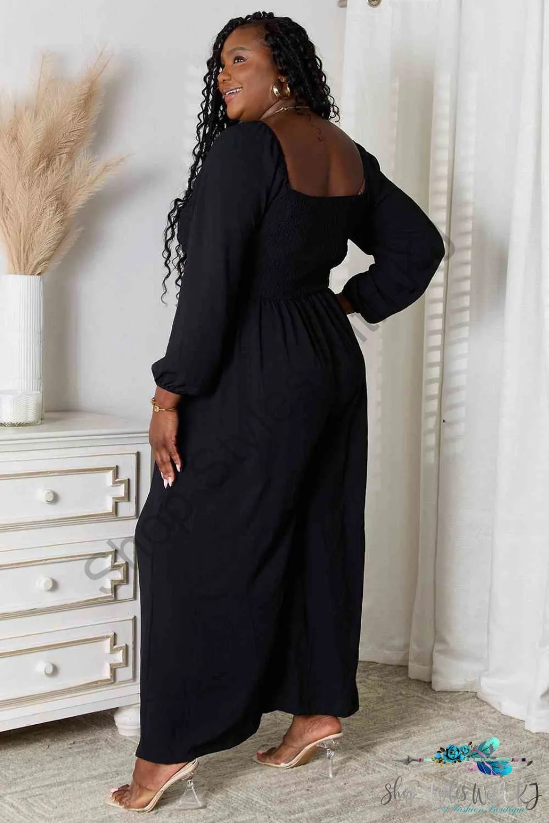 Square Neck Jumpsuit with Pockets