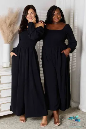 Square Neck Jumpsuit with Pockets