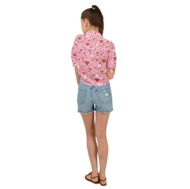 Sweet Feelings pink tie-front button up shirt [made to order]