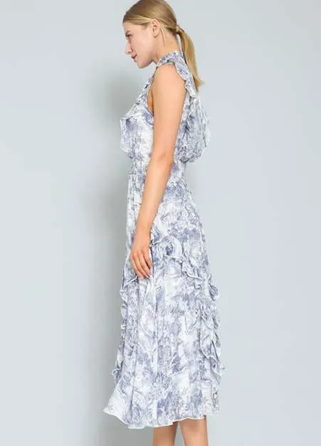 Toile Ruffled Midi Dress