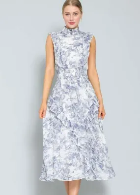 Toile Ruffled Midi Dress