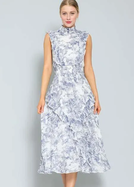 Toile Ruffled Midi Dress