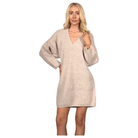 Topshop Women's Maternity V-Neck Long Sleeve Knit Dress - Mink Beige