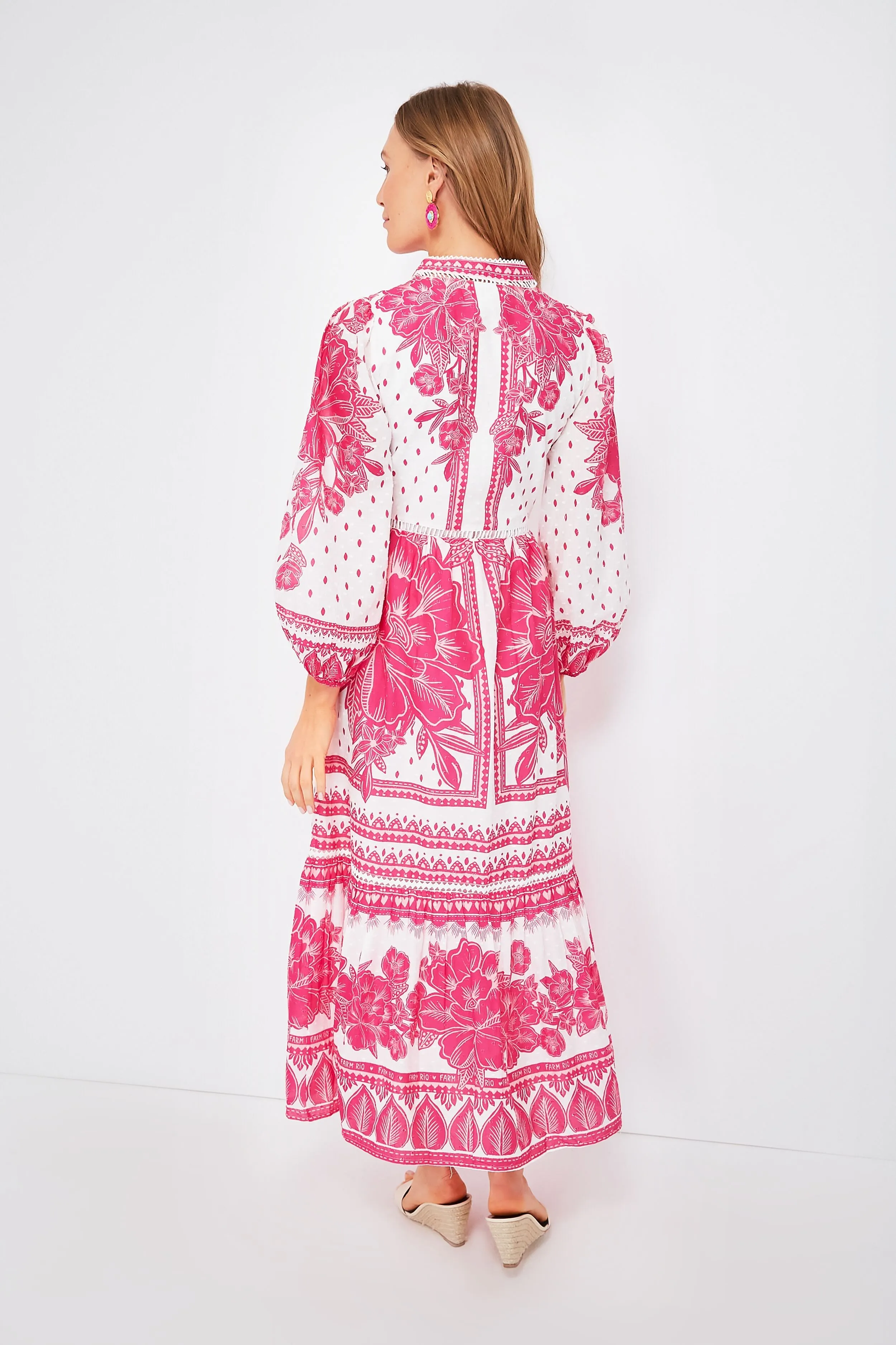 Tropical Woodcut Maxi Eng Dress