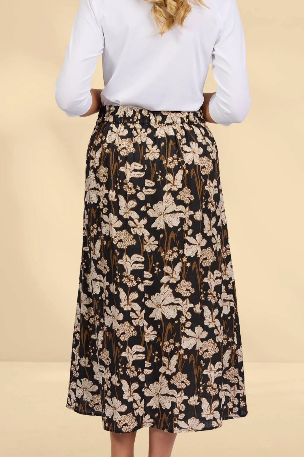 Vassalli Pull On Long Skirt with Elastic Waistband Roma