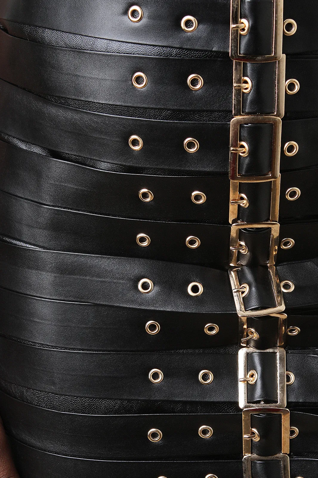 Vegan Leather Buckle Skirt