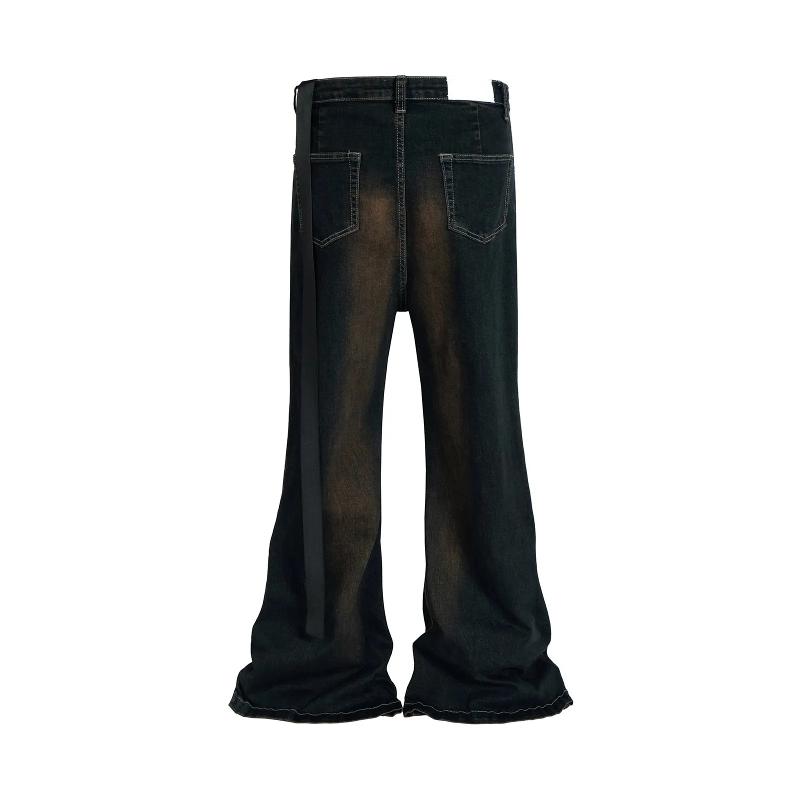 Wiaofellas  -  Ribbons Contrast Color Washed Micro Flared Jeans for Men Straight Casual Baggy Denim Trousers Ropa Hombre Loose Cargo Pants