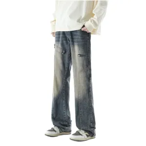 Wiaofellas  -  Vintage Wash To Do Old Micro Flared Pants for Men Spring and Autumn High Street Vibe Casual All-match Jeans for Men