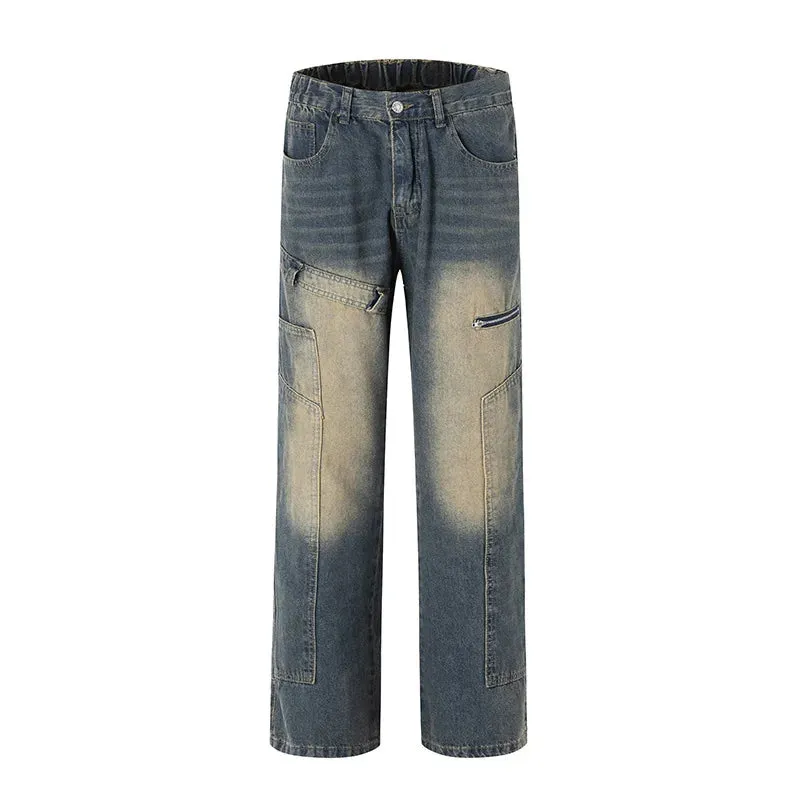 Wiaofellas  -  Vintage Wash To Do Old Micro Flared Pants for Men Spring and Autumn High Street Vibe Casual All-match Jeans for Men
