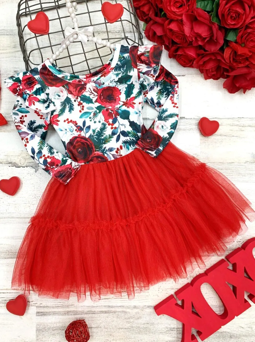 Winter Blossom Layered Tutu Dress