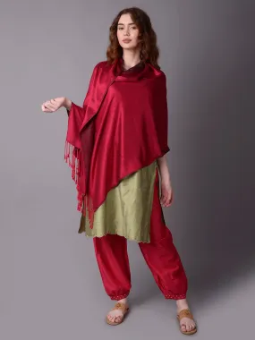 Women Burgundy Solid Stole