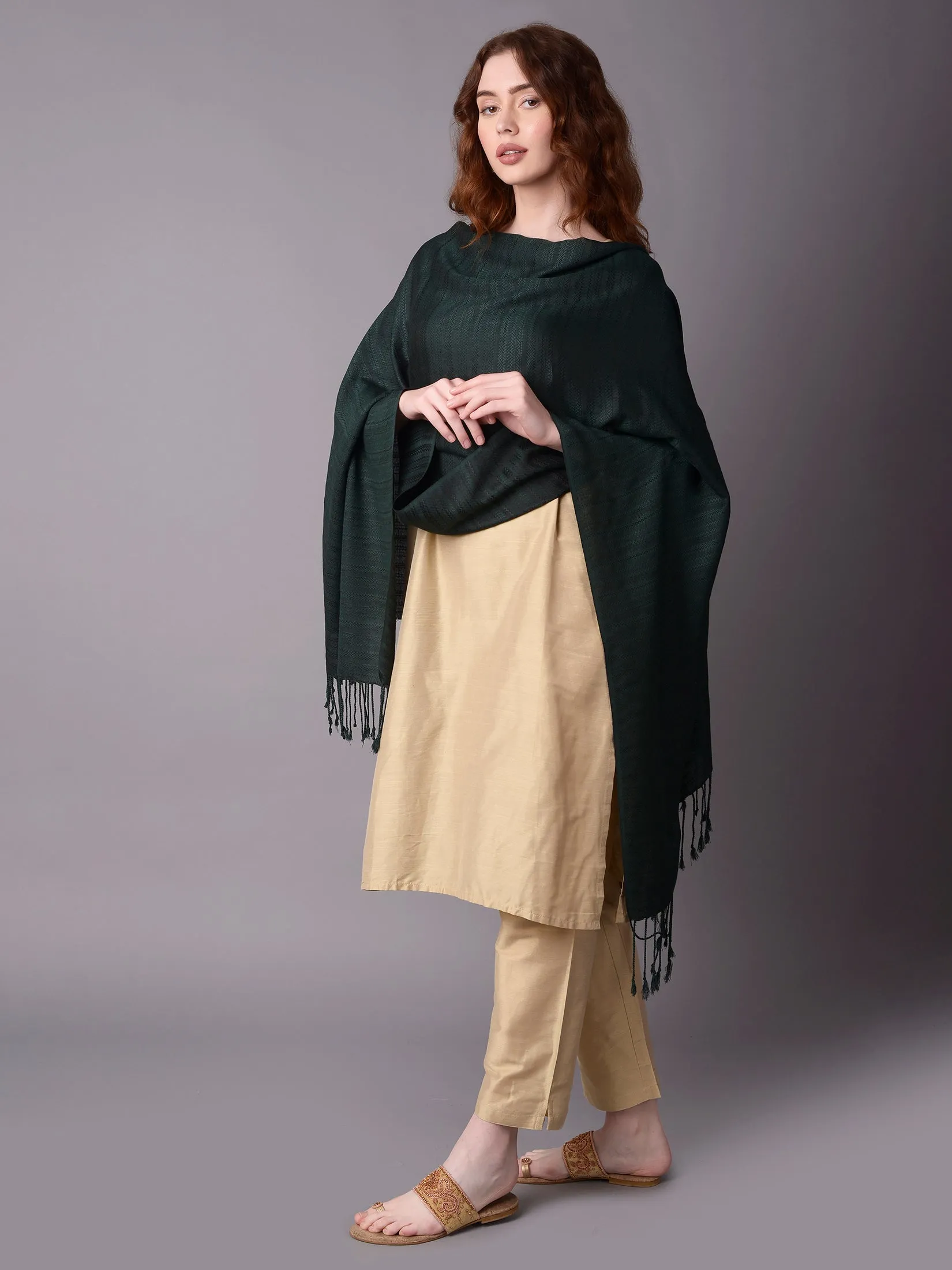 Women Green Printed Stole