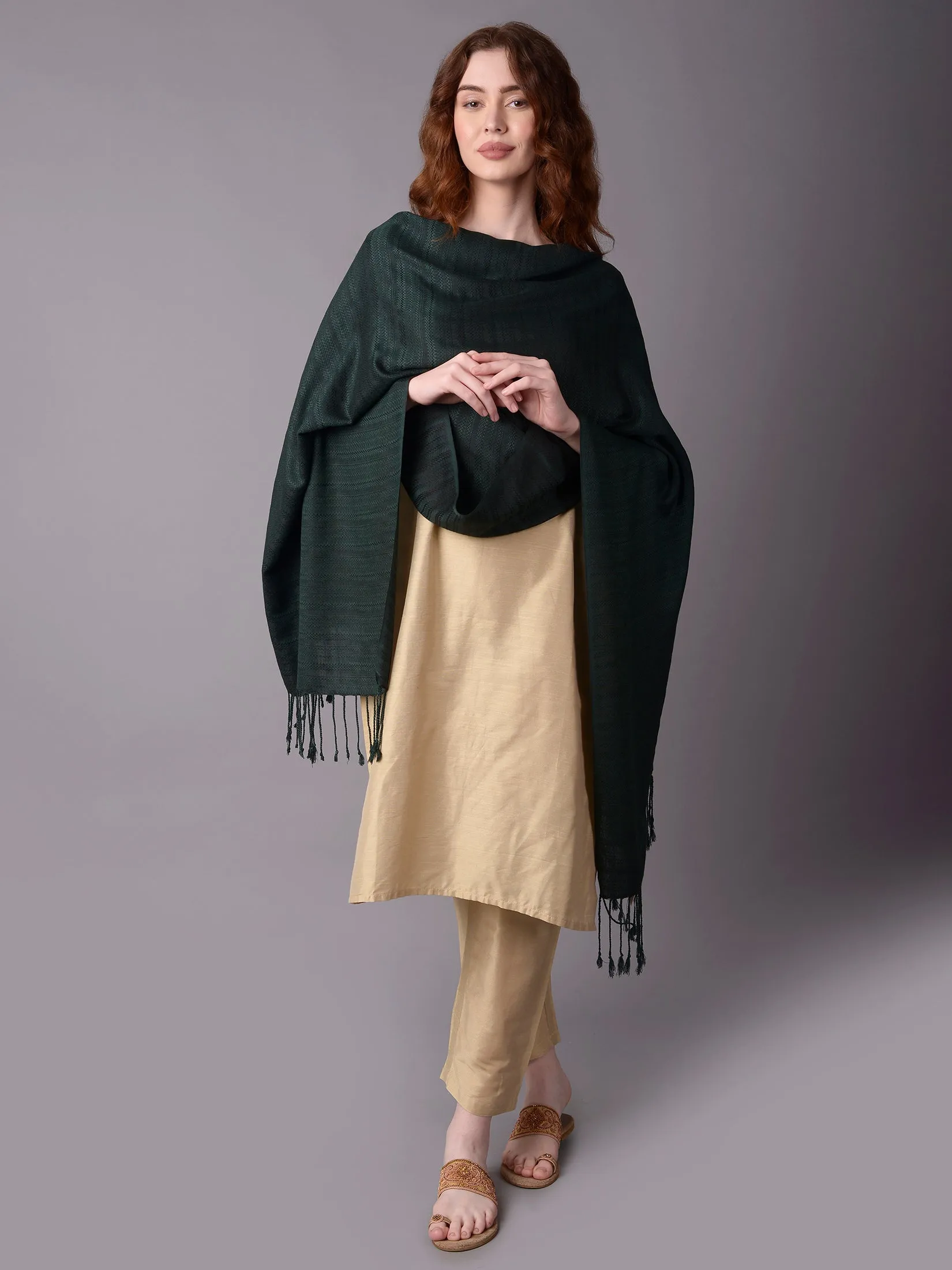 Women Green Printed Stole