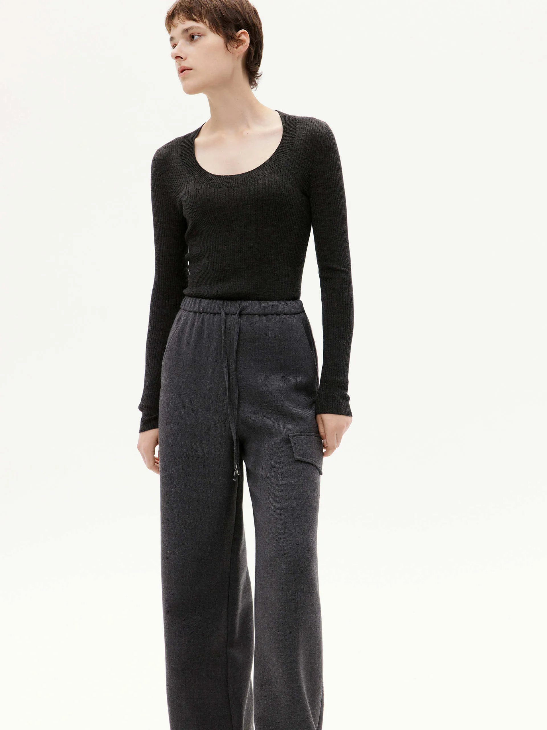 Wool Tight Fit Knit Top