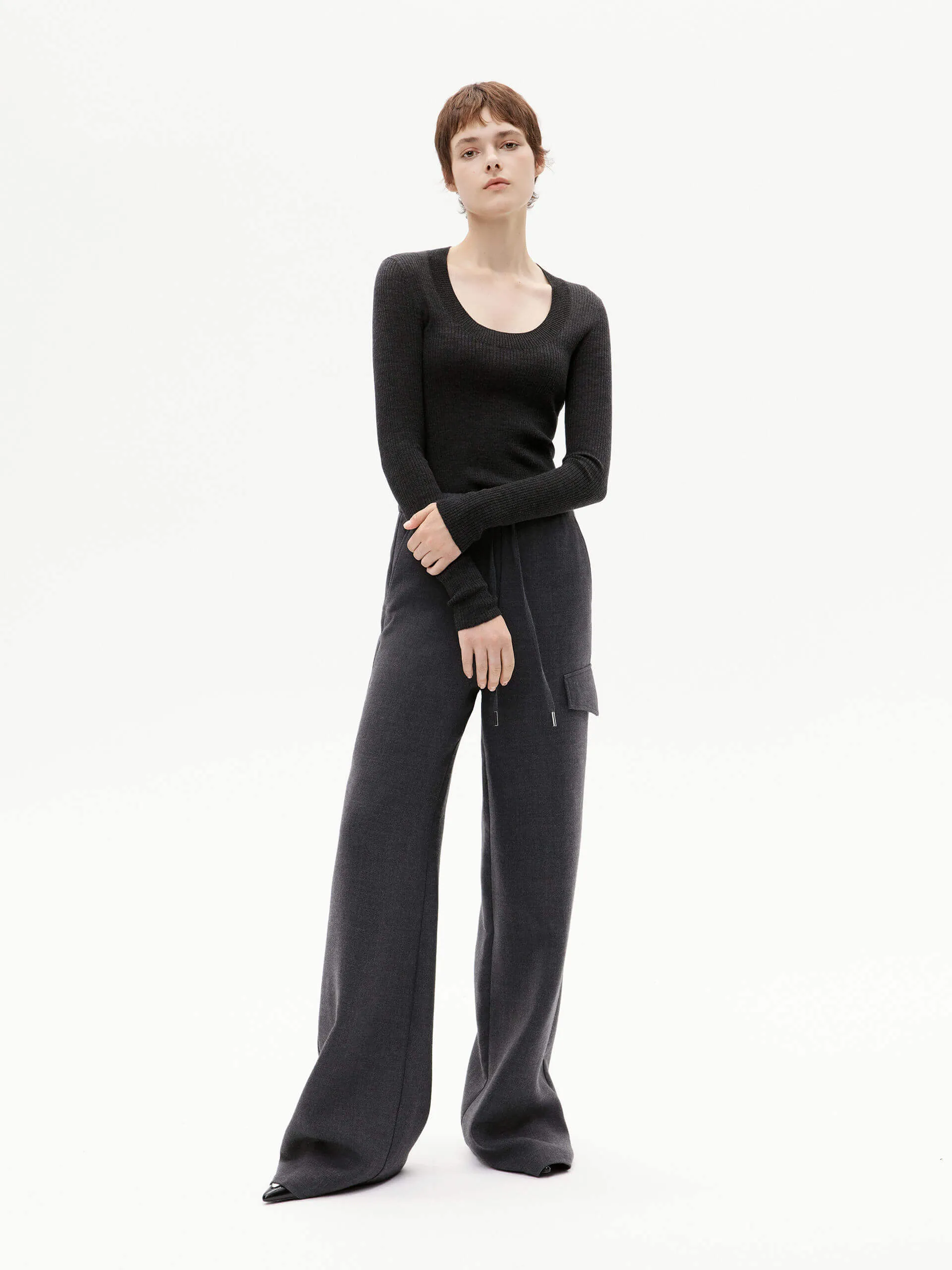 Wool Tight Fit Knit Top