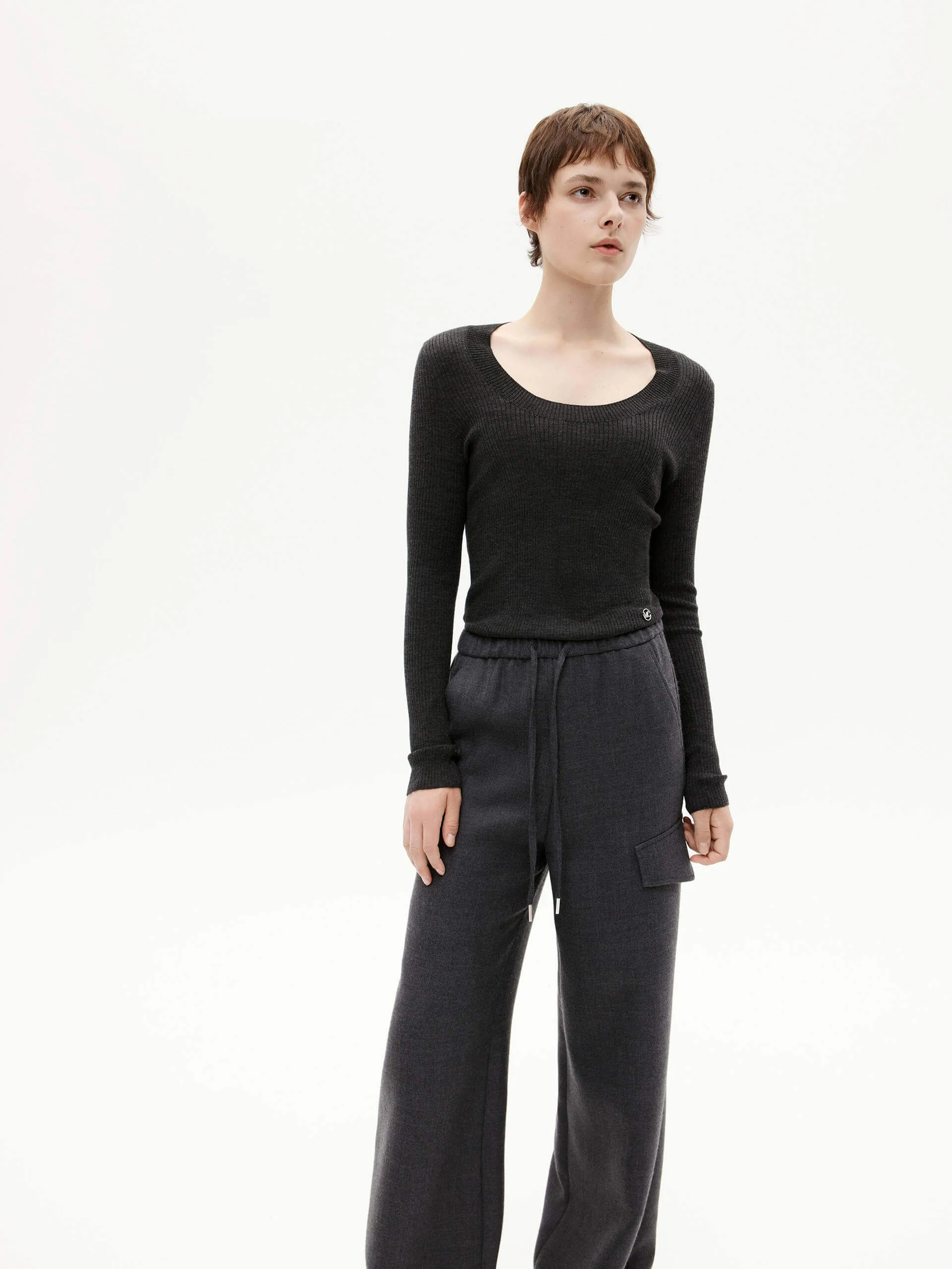 Wool Tight Fit Knit Top
