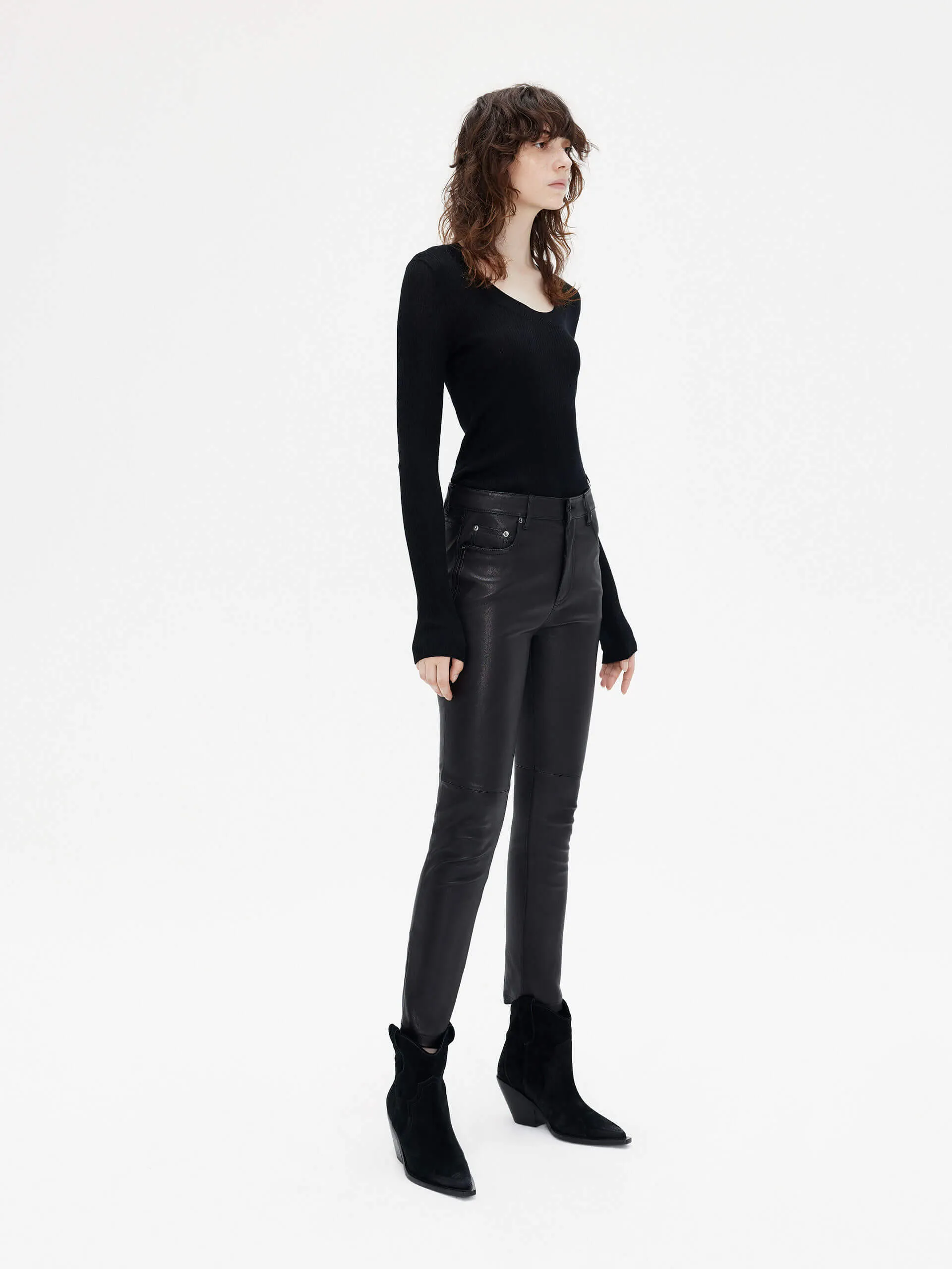 Wool Tight Fit Knit Top