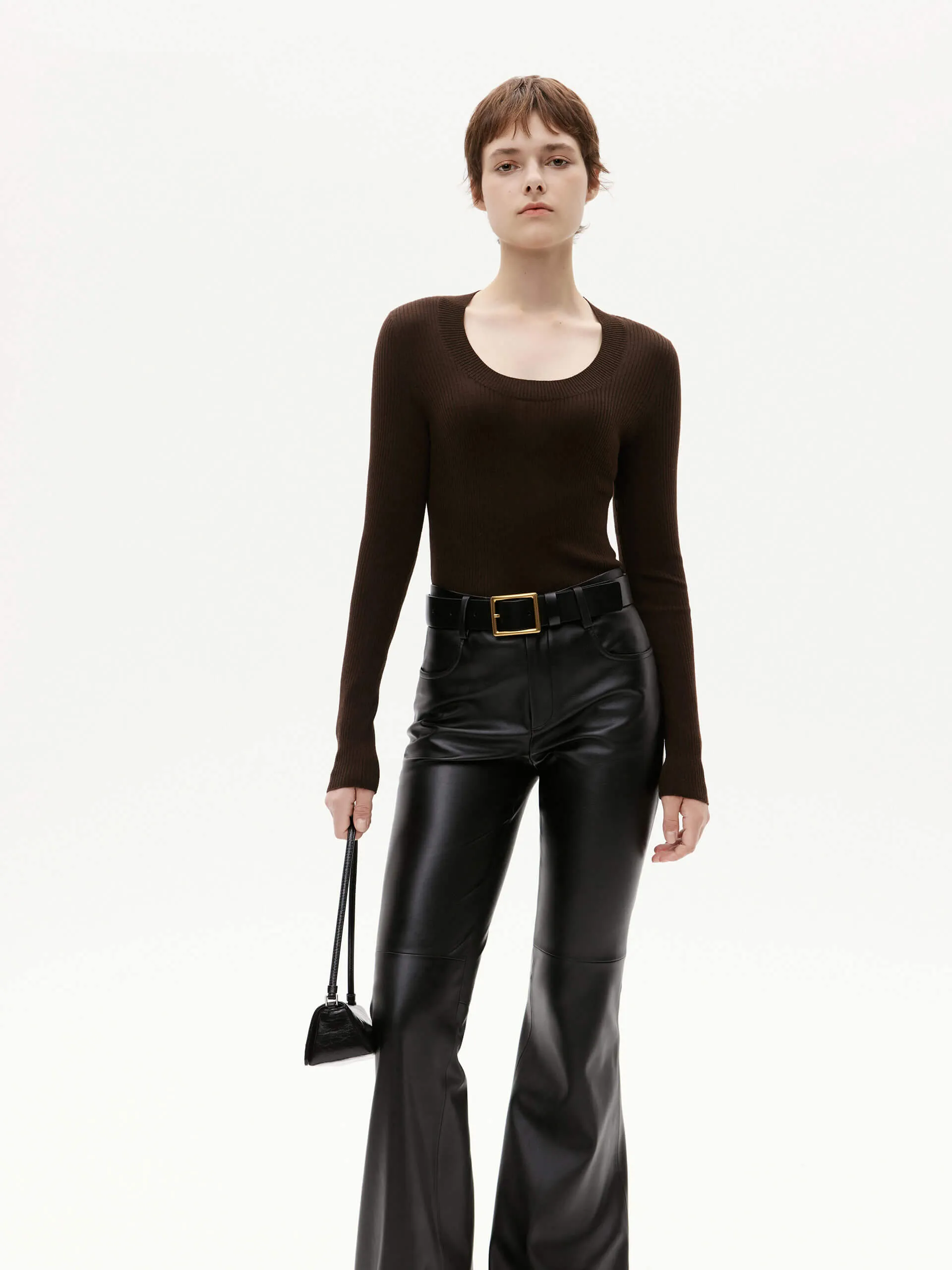 Wool Tight Fit Knit Top