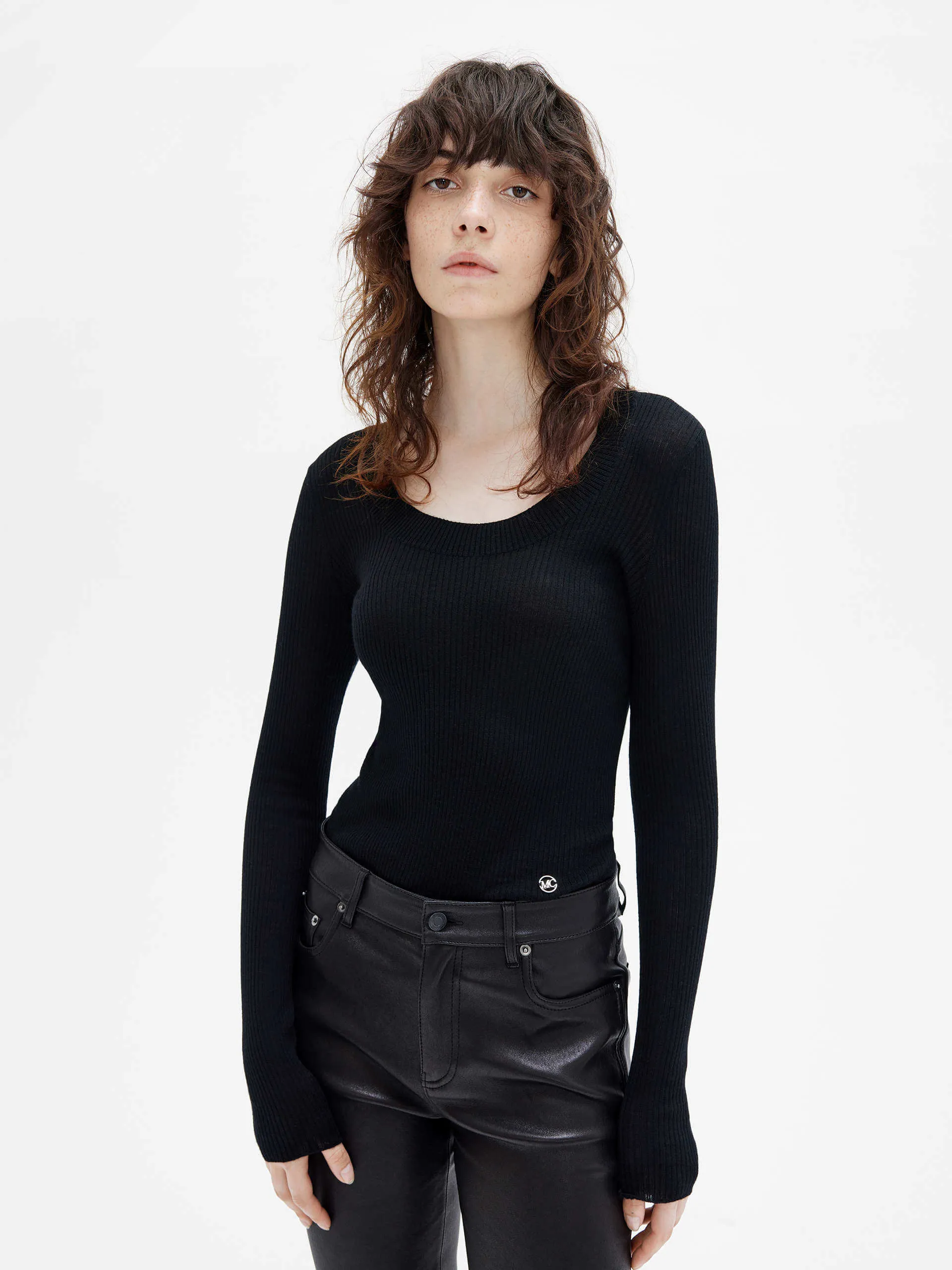 Wool Tight Fit Knit Top