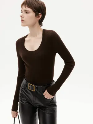 Wool Tight Fit Knit Top