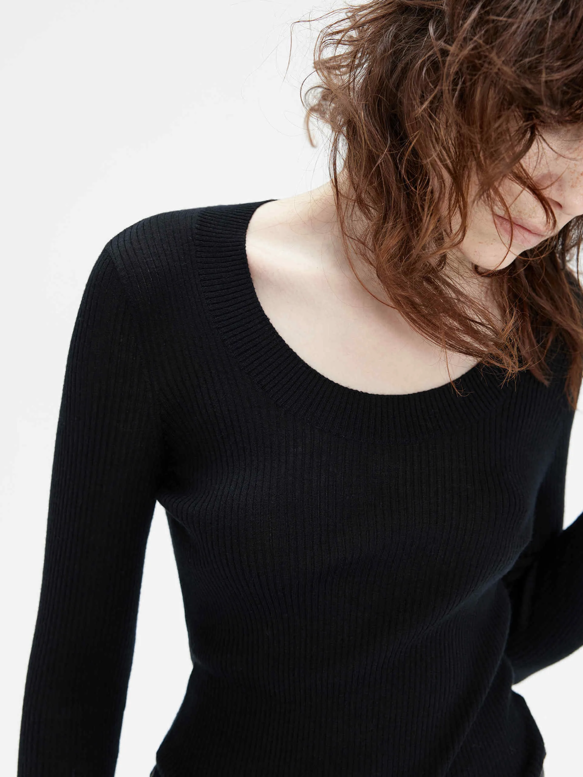 Wool Tight Fit Knit Top