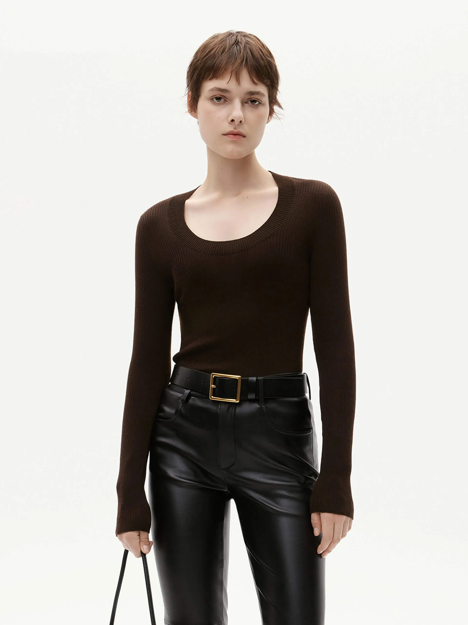 Wool Tight Fit Knit Top