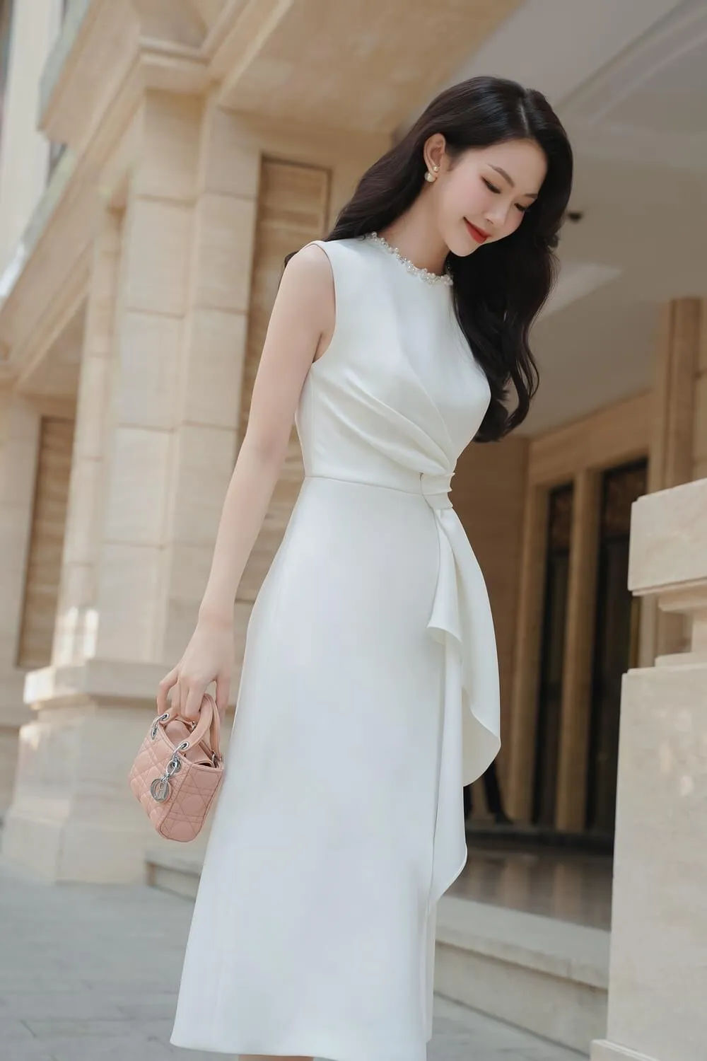 Yami A-line Sleeveless Velvet Midi Dress