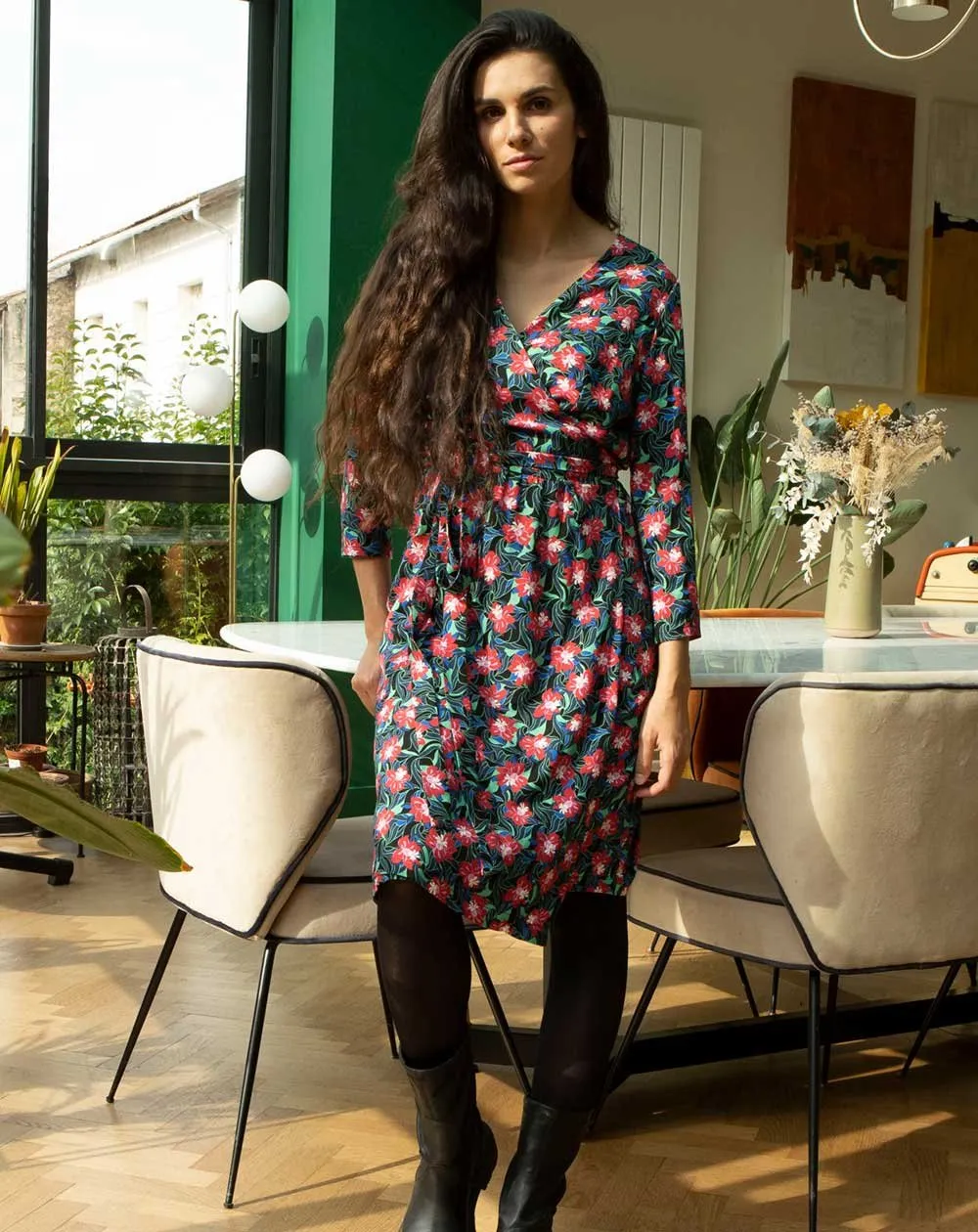 Zuras Wrap Dress Hibiscus